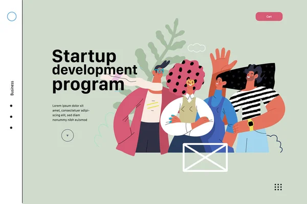 Startup illustratie, website landing template. Concept van het opbouwen van nieuwe bedrijven — Stockvector