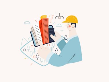 Teknoloji Memphis illüstrasyonu. Yaratıcı iniş sayfası illüstrasyonu