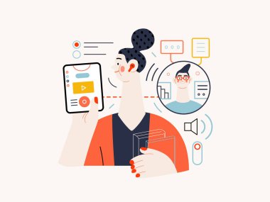 Teknoloji Memphis illüstrasyonu. Yaratıcı iniş sayfası illüstrasyonu