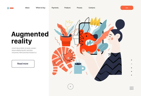 Technologie Memphiská ilustrace. Creative landing web page template — Stockový vektor