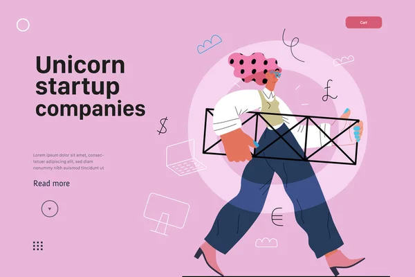 Startup illustration, website landing template. Concept of building new business — Stock Vector