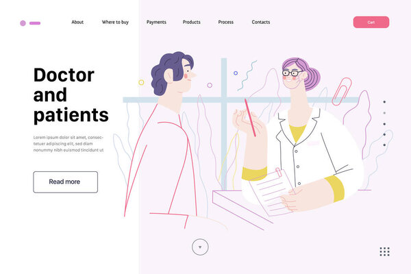 Врач и пациенты - веб-шаблон медицинского страхования