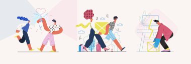 Başlangıç illüstrasyonları seti. Yeni iş kurma kavramı