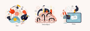 Teknoloji Memphis illüstrasyonu. Yaratıcı iniş sayfası illüstrasyonu