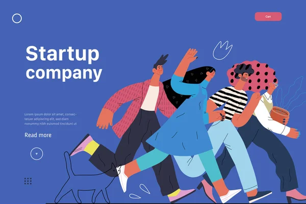 Startup illustratie, website landing template. Concept van het opbouwen van nieuwe bedrijven — Stockvector