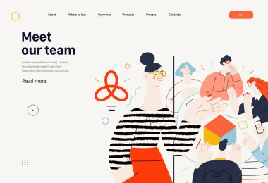 Teknoloji Memphis illüstrasyonu. Yaratıcı iniş web sayfası şablonu