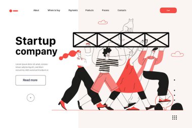 Başlangıç illüstrasyonu, web sitesi iniş şablonu. Yeni iş kurma kavramı