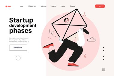 Başlangıç illüstrasyonu, web sitesi iniş şablonu. Yeni iş kurma kavramı