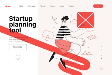 Başlangıç illüstrasyonu, web sitesi iniş şablonu. Yeni iş kurma kavramı