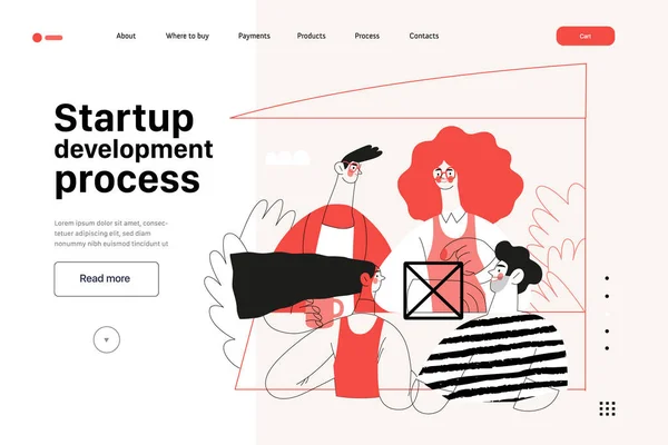 Startup illustration, website landing template. Concept of building new business — Stock Vector