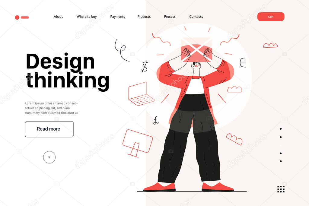 Startup illustration, website landing template. Concept of building new business