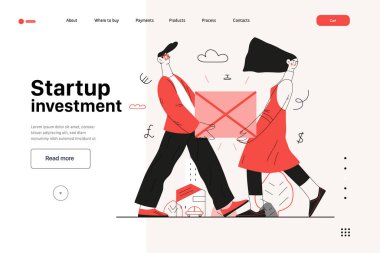 Başlangıç illüstrasyonu, web sitesi iniş şablonu. Yeni iş kurma kavramı