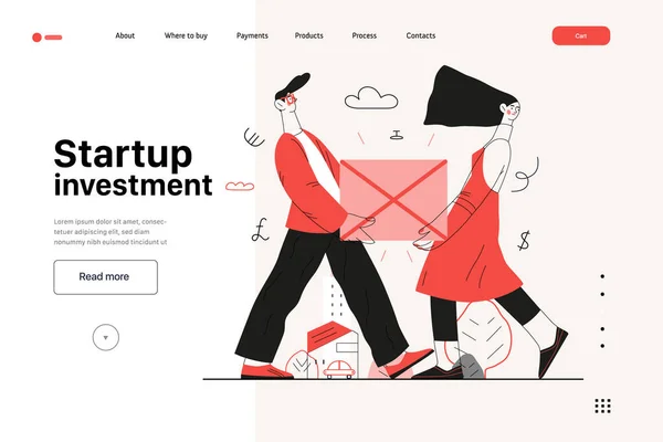 Startup ilustrare, șablon de aterizare site-ul web. Conceptul de a construi noi afaceri — Vector de stoc