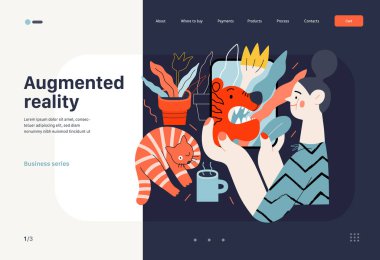 Teknoloji Memphis illüstrasyonu. Yaratıcı iniş web sayfası şablonu