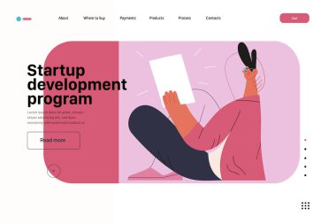 Başlangıç illüstrasyonu, web sitesi iniş şablonu. Yeni iş kurma kavramı