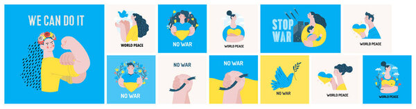 War and peace flat vector illustration. Creative poster