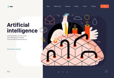 Teknoloji Memphis illüstrasyonu. Yaratıcı iniş web sayfası şablonu