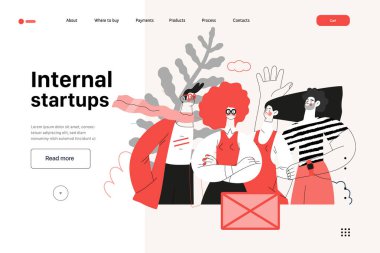 Başlangıç illüstrasyonu, web sitesi iniş şablonu. Yeni iş kurma kavramı