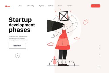 Başlangıç illüstrasyonu, web sitesi iniş şablonu. Yeni iş kurma kavramı
