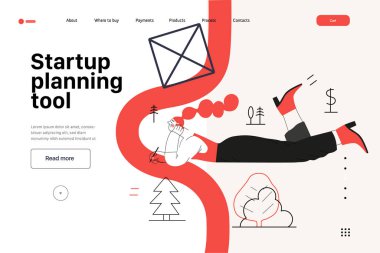 Başlangıç illüstrasyonu, web sitesi iniş şablonu. Yeni iş kurma kavramı