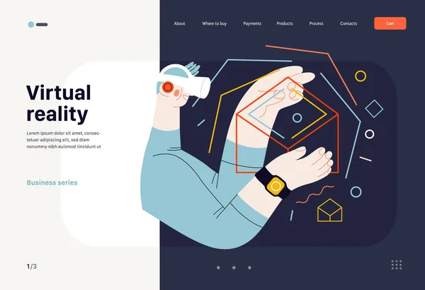 Technologie Memphiská ilustrace. Creative landing web page template — Stockový vektor