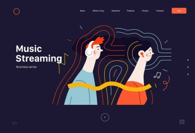 Teknoloji Memphis illüstrasyonu. Yaratıcı iniş web sayfası şablonu