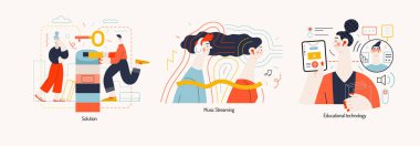 Teknoloji Memphis illüstrasyonu. Yaratıcı iniş sayfası illüstrasyonu