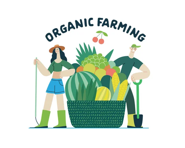 Ecologia Agricultura Orgânica Conceito Moderno Vetor Plano Ilustração Metáfora Ecologia — Vetor de Stock