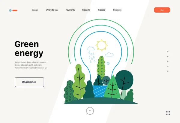 Ekologi Grön Energi Modern Platt Vektor Begrepp Illustration Elektrisk Glödlampa — Stock vektor