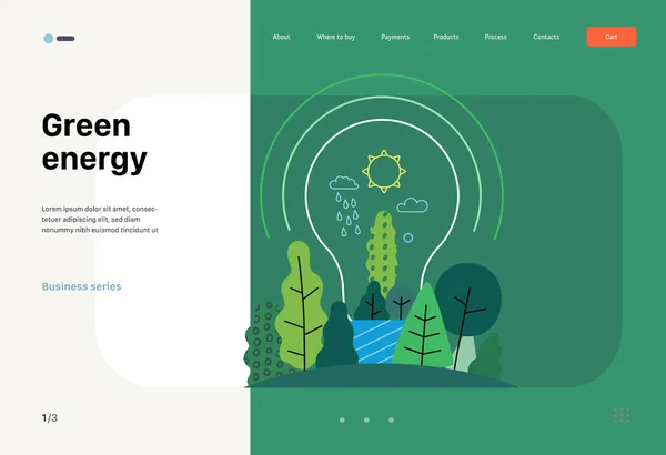 Ekologi Grön Energi Modern Platt Vektor Begrepp Illustration Elektrisk Glödlampa — Stock vektor