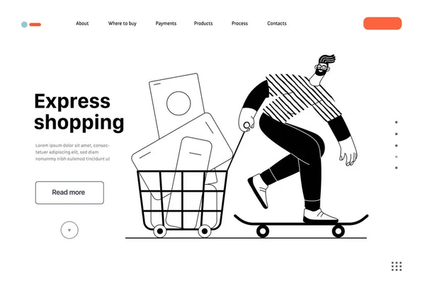 Express Shopping Online Shopping Electronic Commerce Web Template Modern Flat — Vettoriale Stock