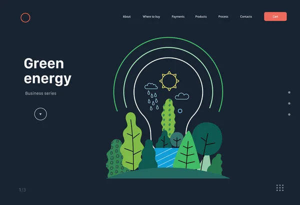Ekologie Zelená Energie Moderní Rovinný Vektorový Koncept Ilustrace Žárovky Plné — Stockový vektor