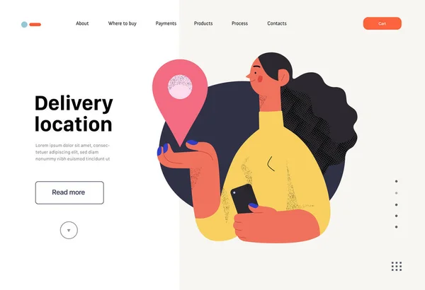 Delivery Location Online Shopping Electronic Commerce Web Template Modern Flat — стоковый вектор