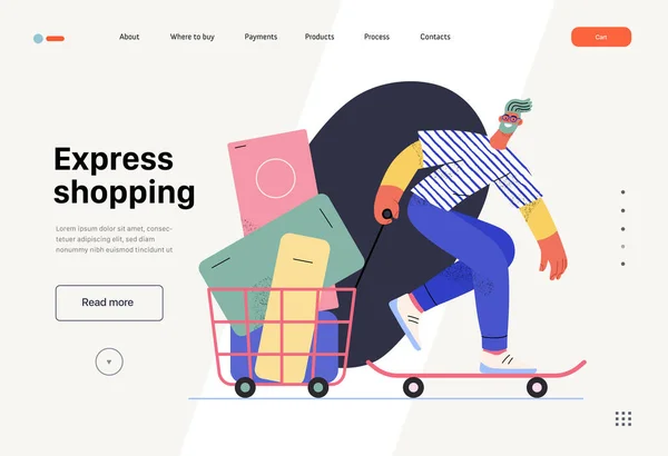 Express Shopping Online Shopping Electronic Commerce Web Template Modern Flat — Wektor stockowy