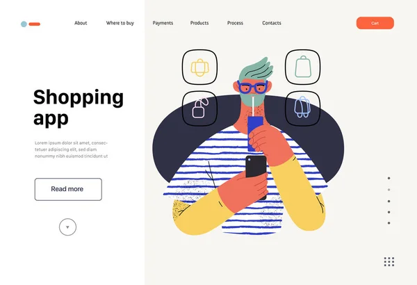 Shopping Application Online Shopping Electronic Commerce Web Template Modern Vector — 스톡 벡터