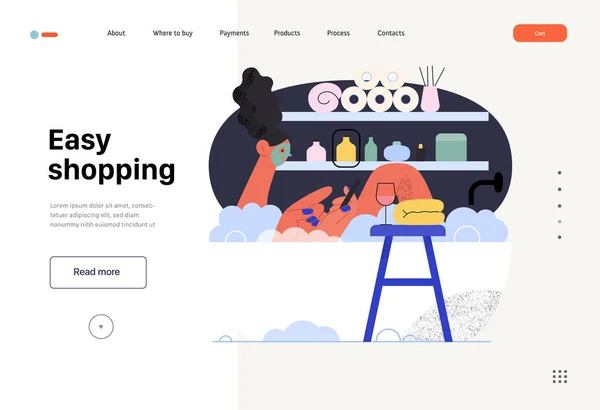 Easy Shopping Online Shopping Electronic Commerce Web Template Modern Flat — 스톡 벡터