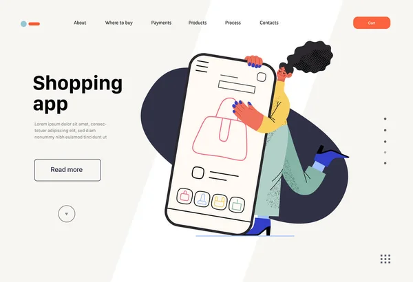 Shopping Application Online Shopping Electronic Commerce Web Template Modern Flat — Archivo Imágenes Vectoriales