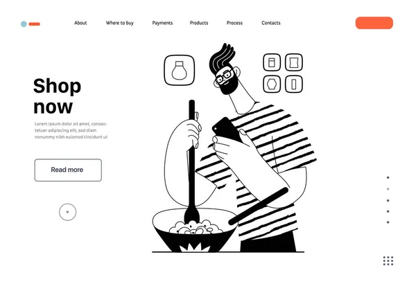 Shop Now Online Shopping Electronic Commerce Web Template Modern Flat — 스톡 벡터