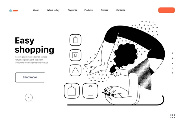 Easy Shopping Online Shopping Electronic Commerce Web Template Modern Flat — Wektor stockowy