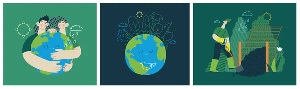Ecology Modern Flat Vector Concept Illustration Green Positive Thinking Waste — 스톡 벡터
