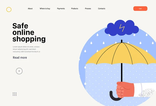 Safe Online Shopping Online Shopping Electronic Commerce Web Template Modern — Vettoriale Stock