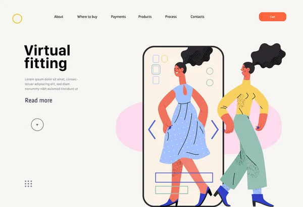 Virtual Fitting Online Shopping Electronic Commerce Web Template Modern Flat — Vettoriale Stock