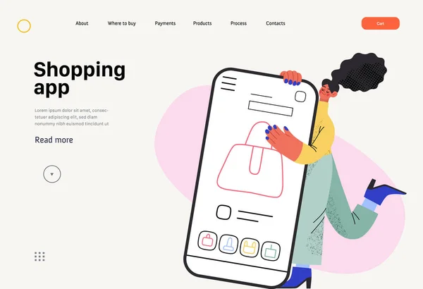 Shopping Application Online Shopping Electronic Commerce Web Template Modern Flat — 스톡 벡터