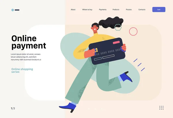 Online Payment Online Shopping Electronic Commerce Web Template Modern Flat — Archivo Imágenes Vectoriales