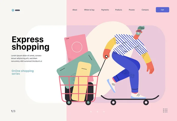 Express Shopping Online Shopping Electronic Commerce Web Template Modern Flat — Διανυσματικό Αρχείο