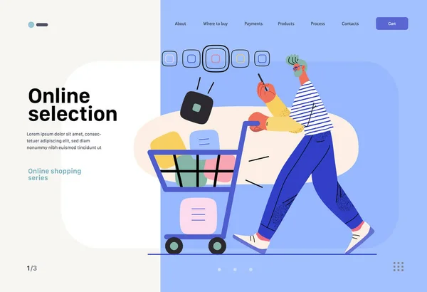 Online Selecyion Online Shopping Electronic Commerce Web Template Modern Flat — Image vectorielle