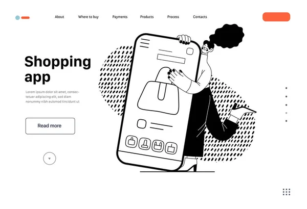 Shopping Application Online Shopping Electronic Commerce Web Template Modern Flat — 스톡 벡터