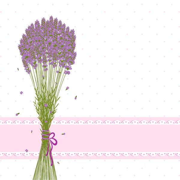 Tarjeta de felicitación flor de lavanda púrpura — Vector de stock