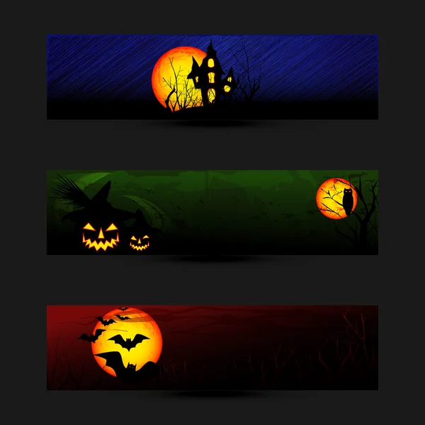 Set van halloween banner of web header — Stockvector