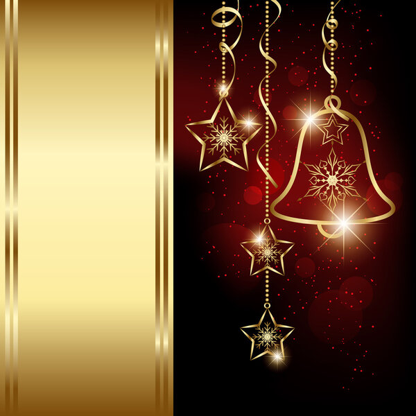 Искрящаяся красная рождественская открытка со снежинками
